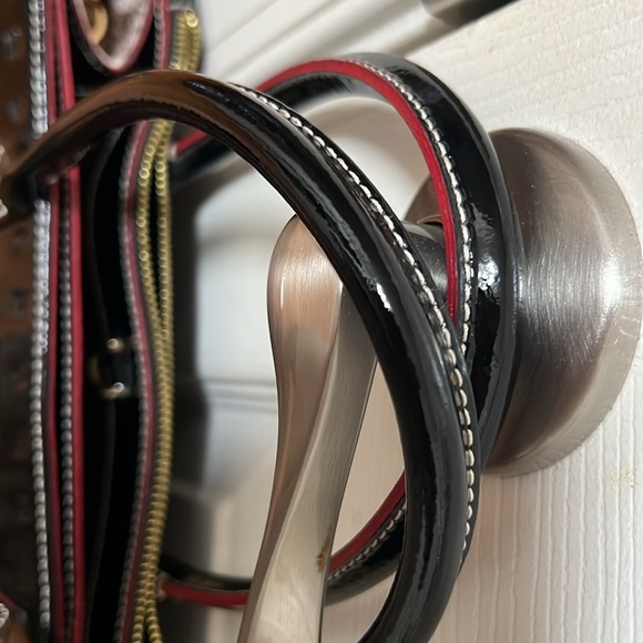 Acadia Italy Stamped Patent Leather bag with red and snake skin accents - Picture 4 of 6